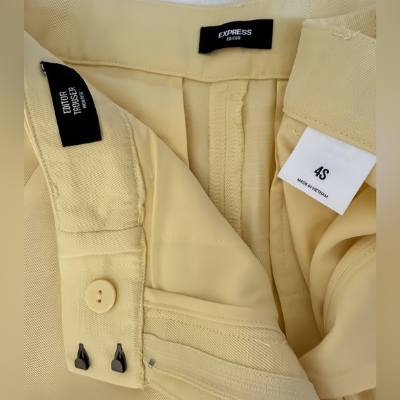 Express Pastel Yellow Linen Vest & Wide Leg Trouser Set XS Top 4S Pants - Picture 14 of 15